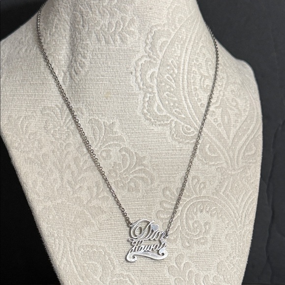 Dior RARE HAWAII HEART ADJUSTABLE reversible Silver Script Necklace - Picture 10 of 12